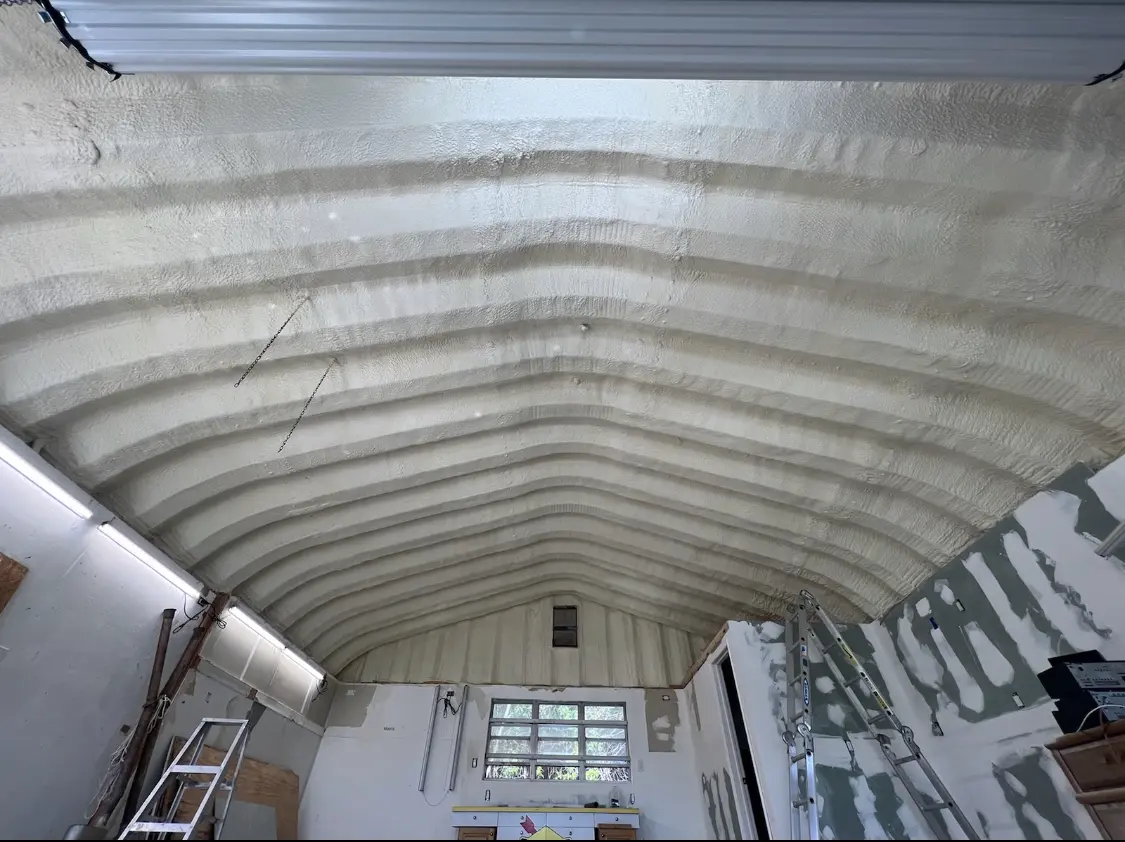 Spray polyurethane foam applied to the underside of a metal roof deck in Apple Valley